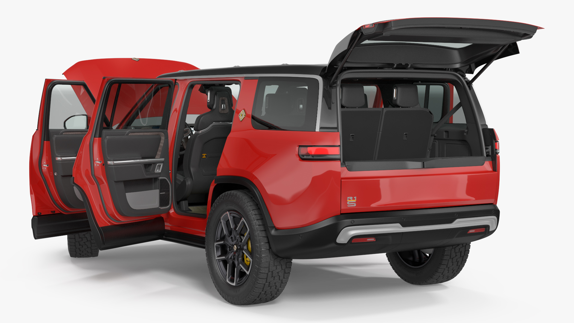 3D model 2023 Rivian R1S SUV Red Rigged