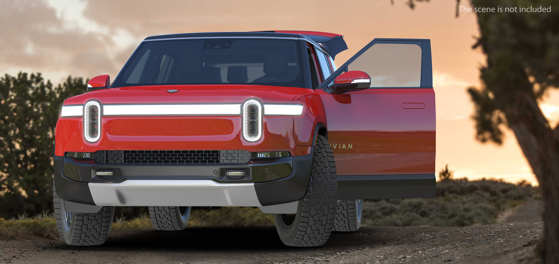 3D model 2023 Rivian R1S SUV Red Rigged
