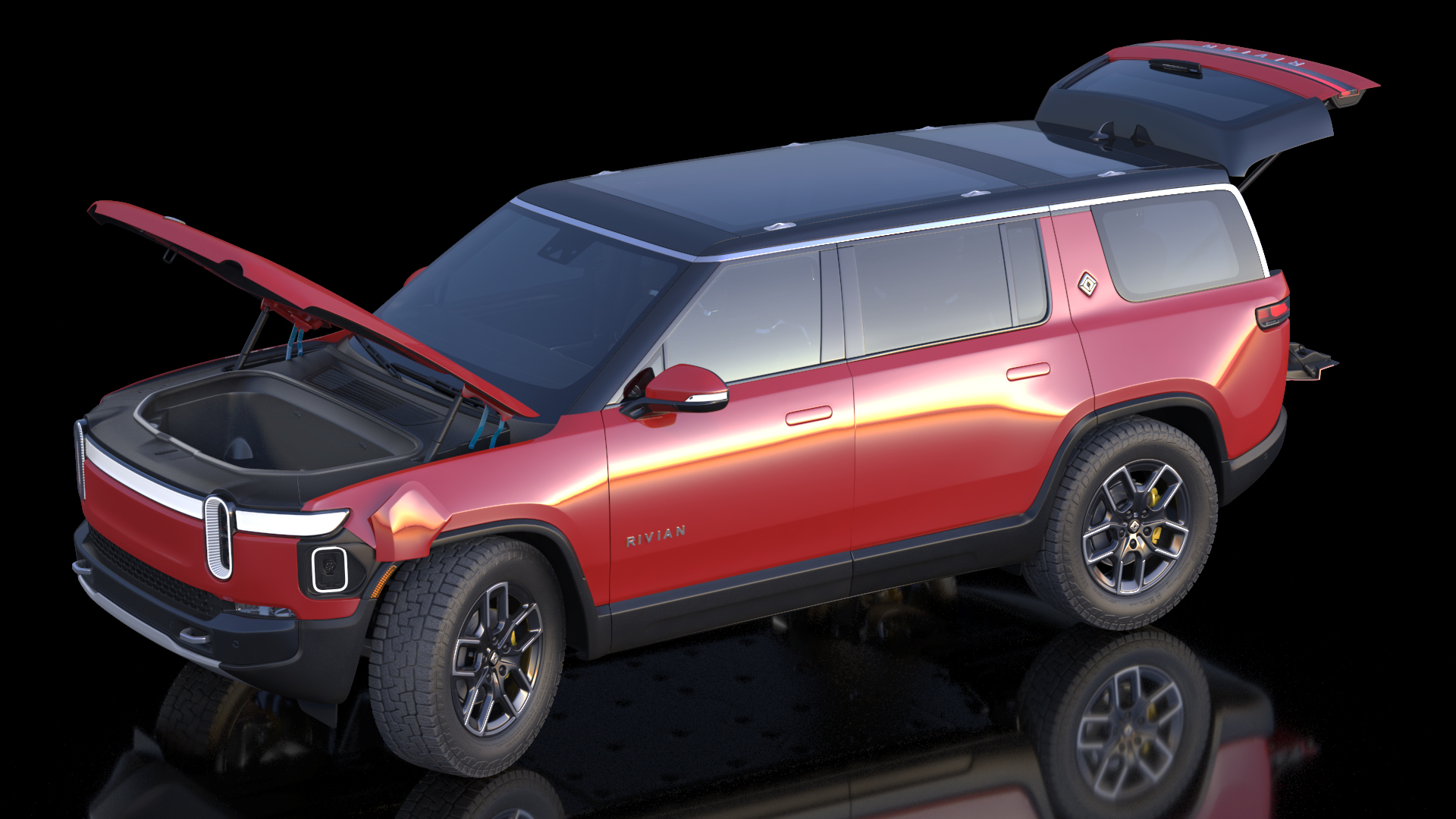 3D model 2023 Rivian R1S SUV Red Rigged