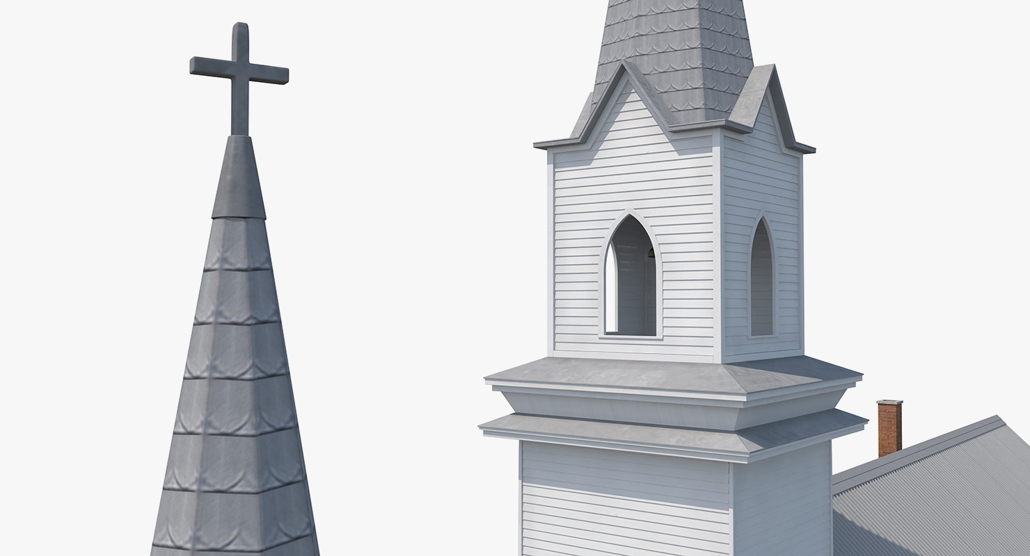3D model Small White Wooden Church