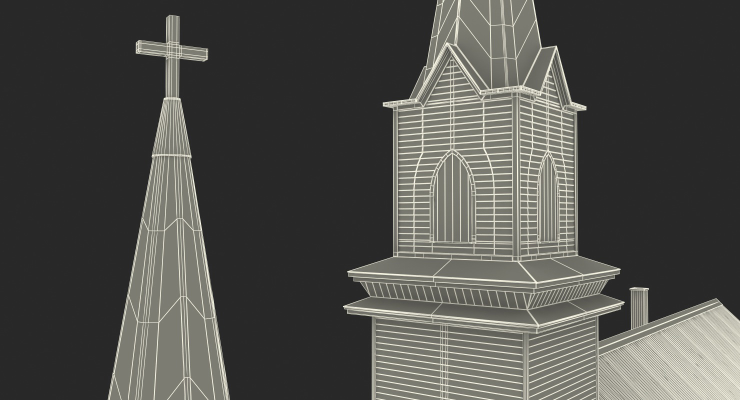 3D model Small White Wooden Church