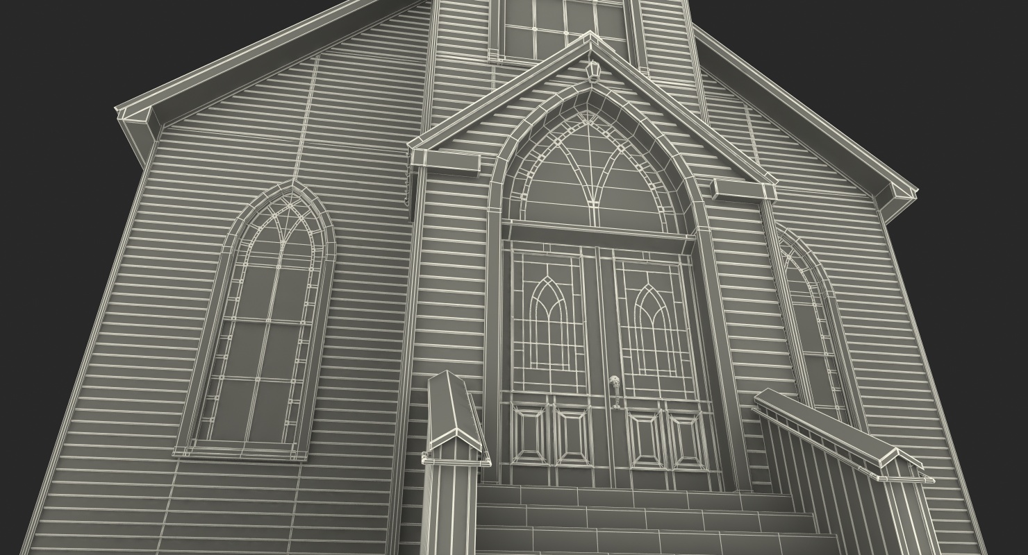 3D model Small White Wooden Church