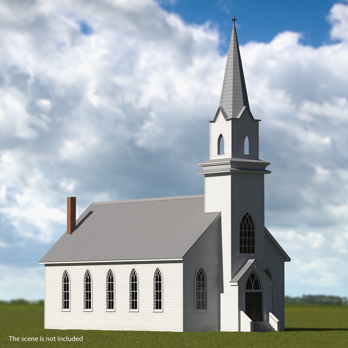 3D model Small White Wooden Church