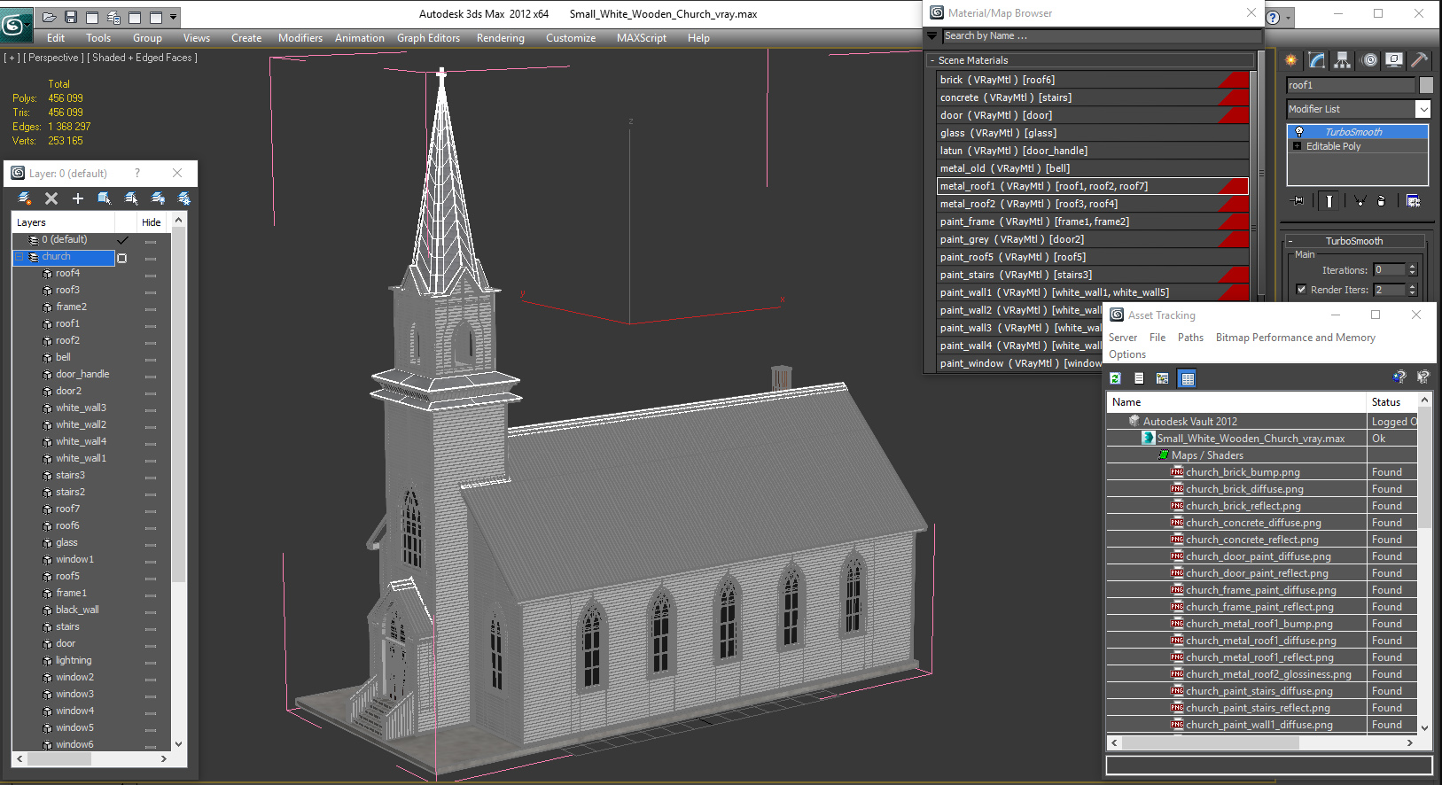 3D model Small White Wooden Church
