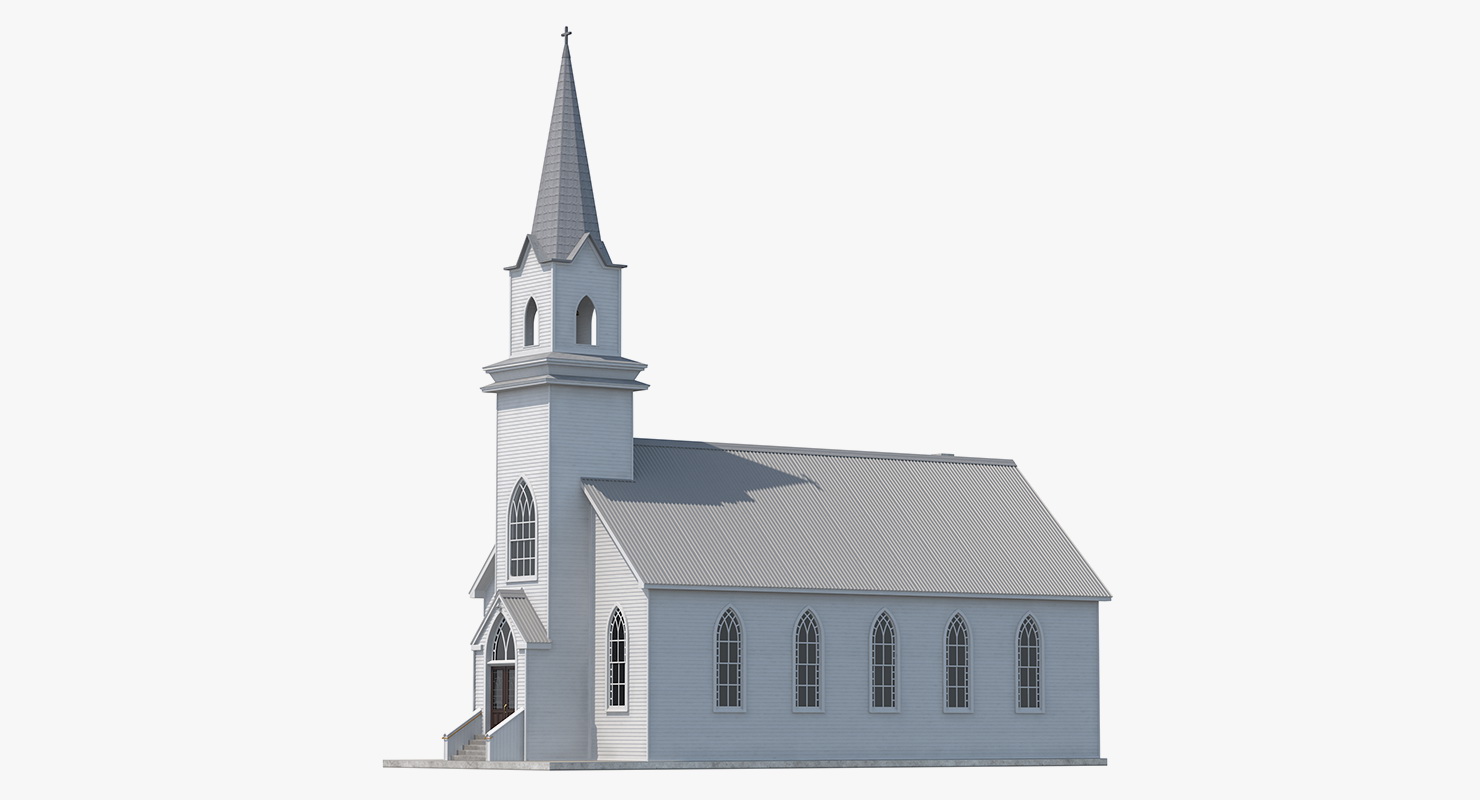 3D model Small White Wooden Church