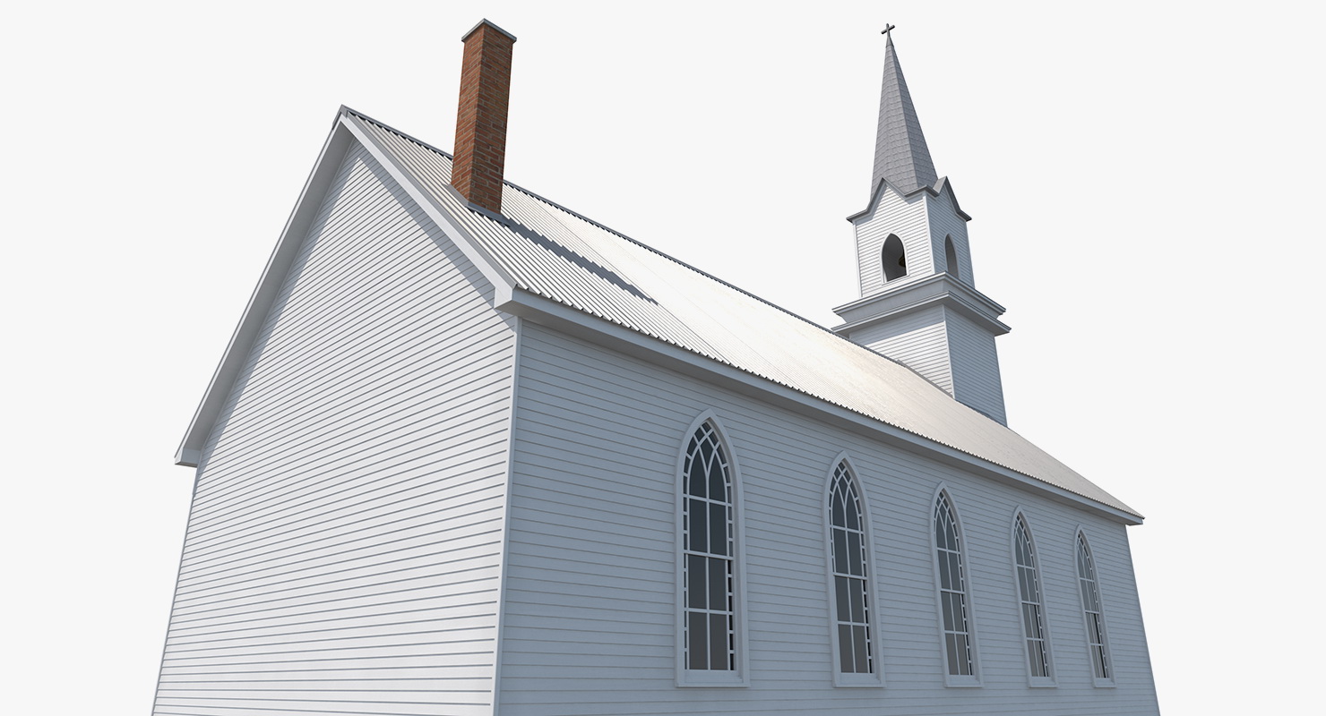 3D model Small White Wooden Church