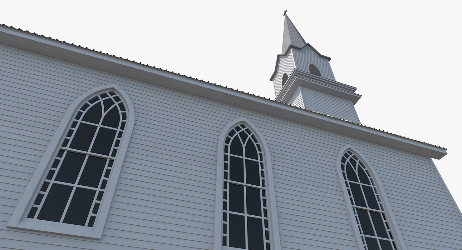 3D model Small White Wooden Church