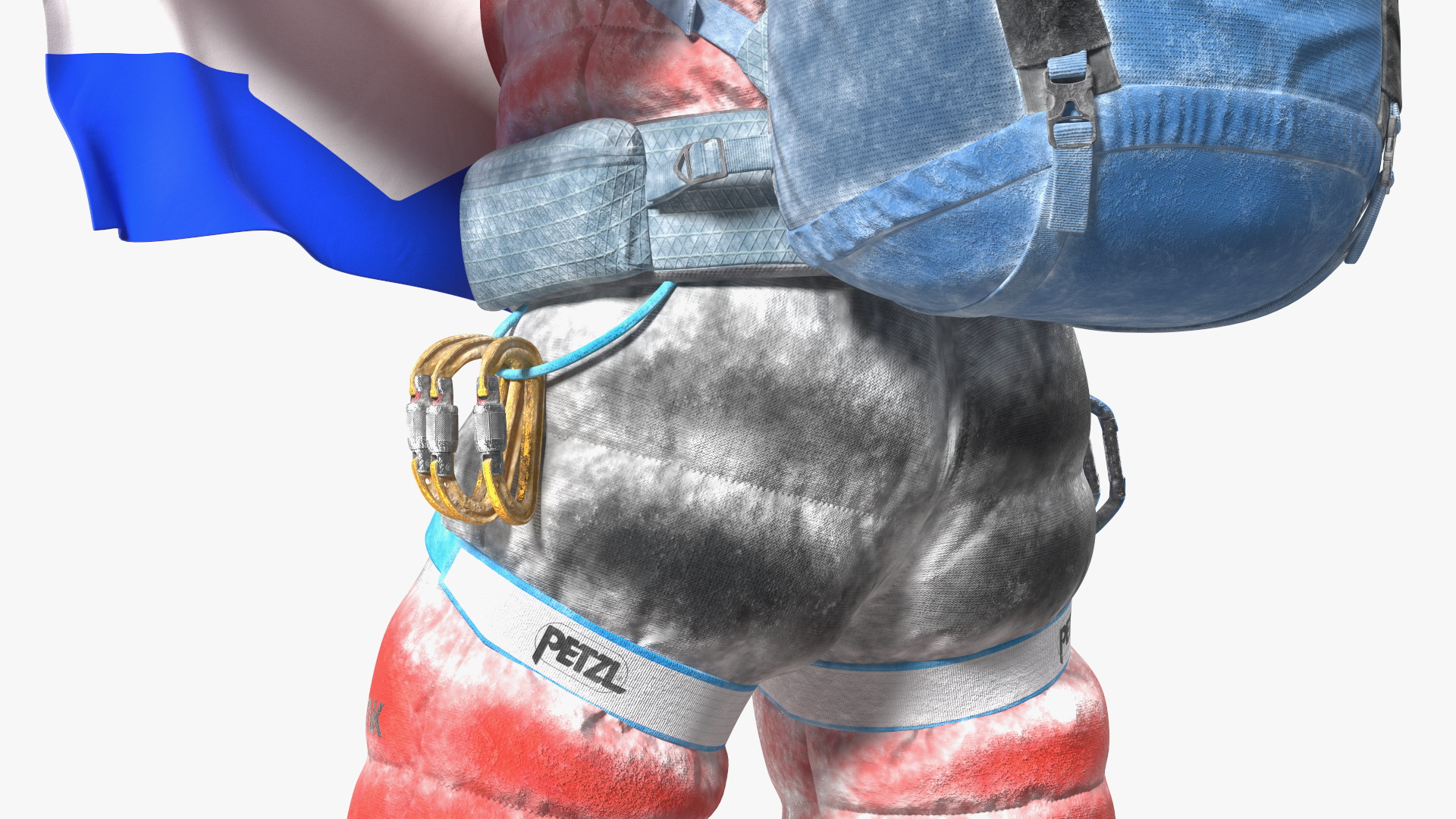 3D Everest Climber in the Snow with a Flag in Hands model
