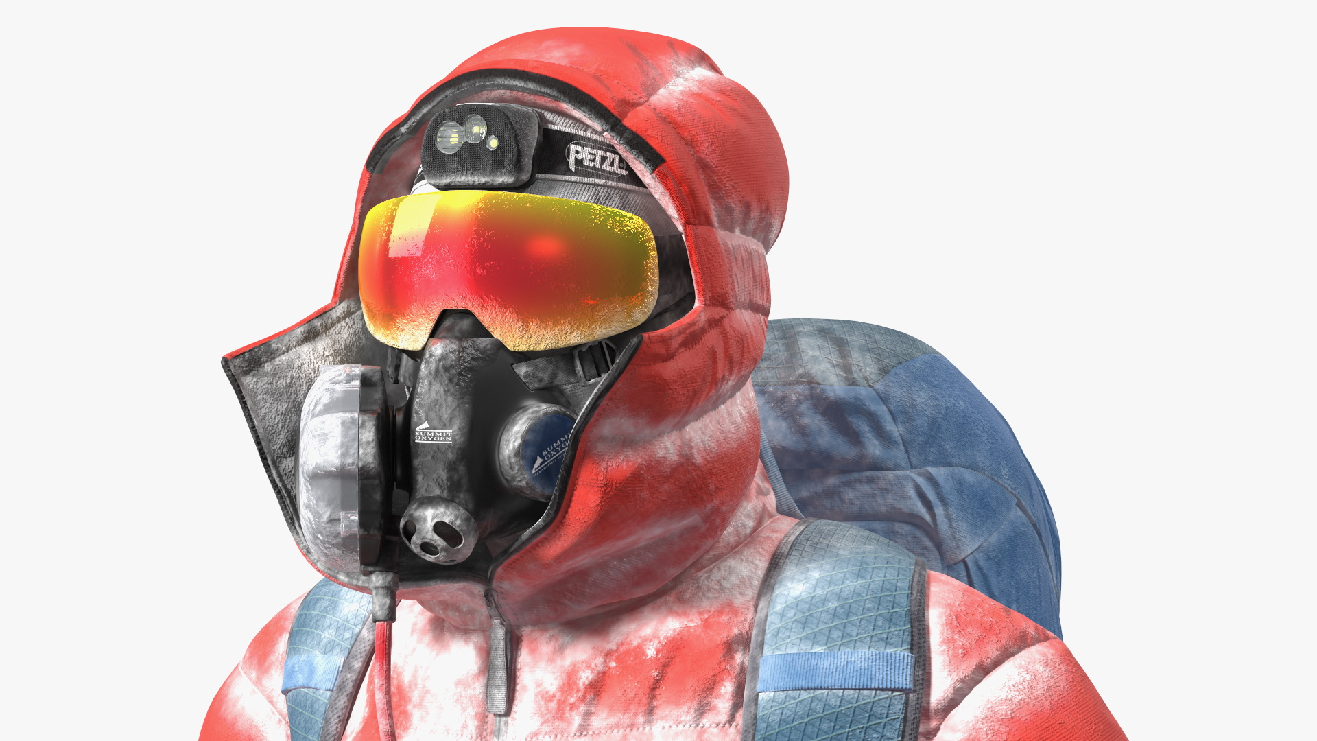 3D Everest Climber in the Snow with a Flag in Hands model
