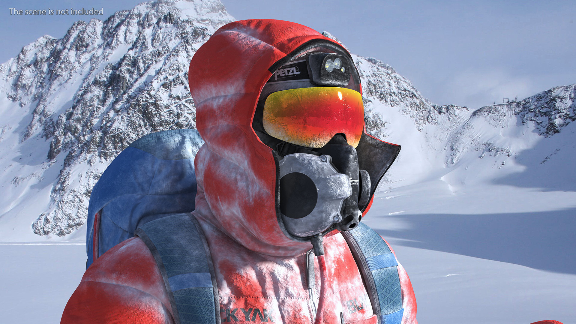 3D Everest Climber in the Snow with a Flag in Hands model