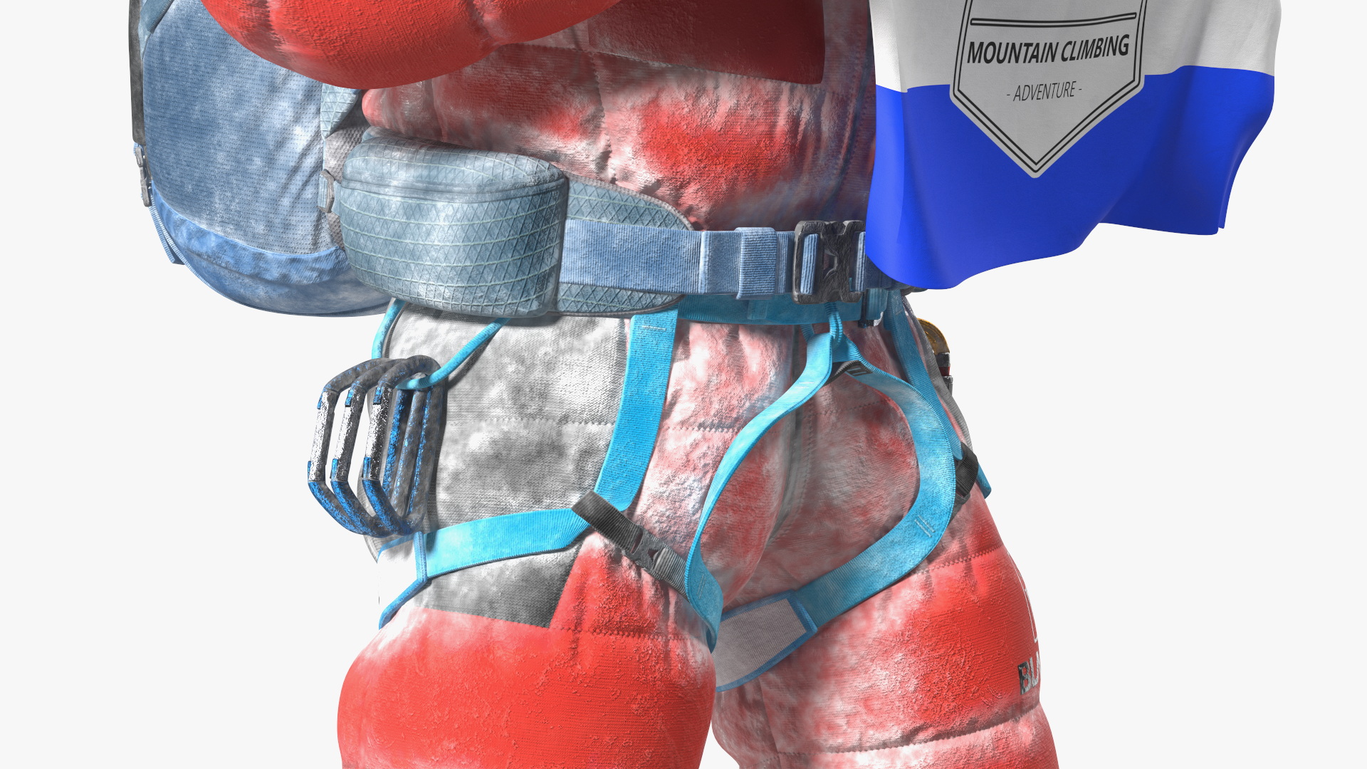 3D Everest Climber in the Snow with a Flag in Hands model