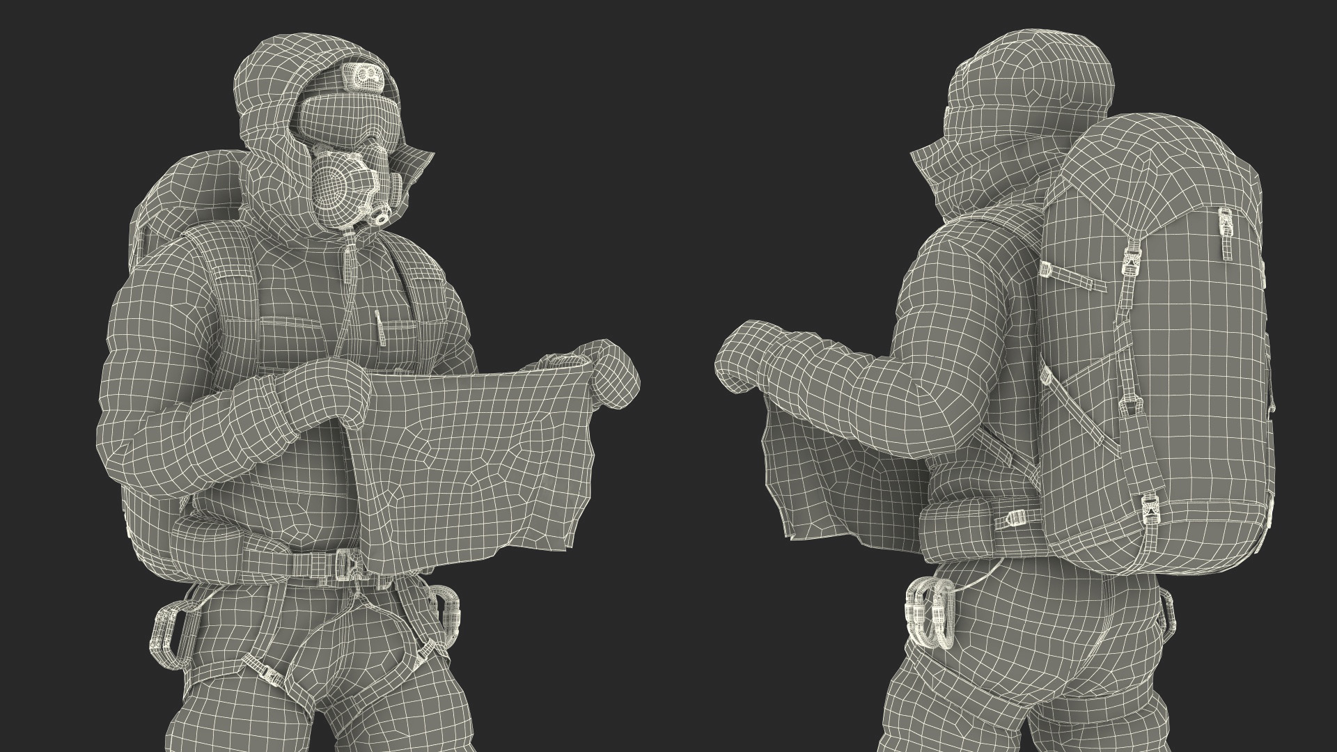 3D Everest Climber in the Snow with a Flag in Hands model