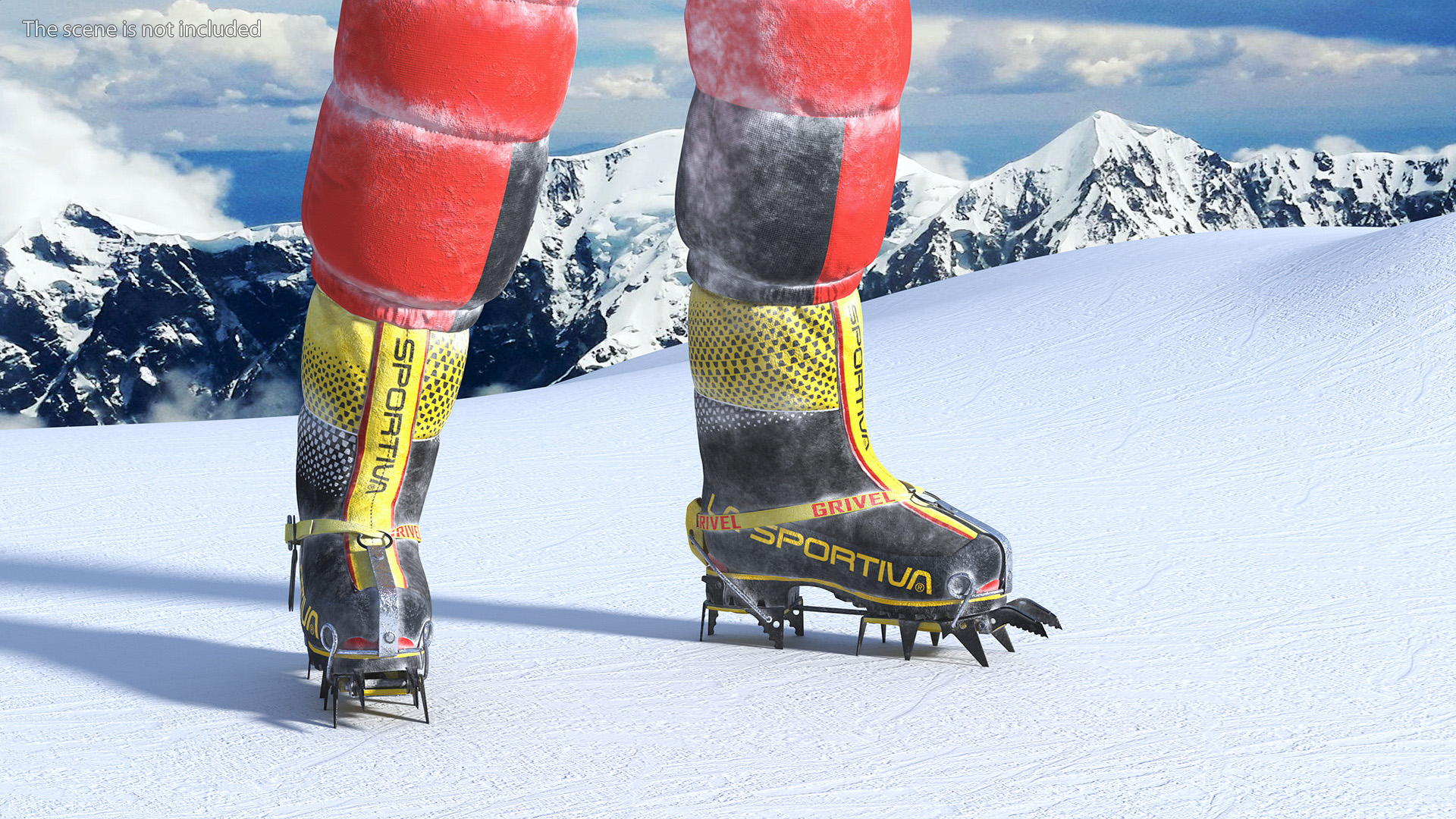 3D Everest Climber in the Snow with a Flag in Hands model
