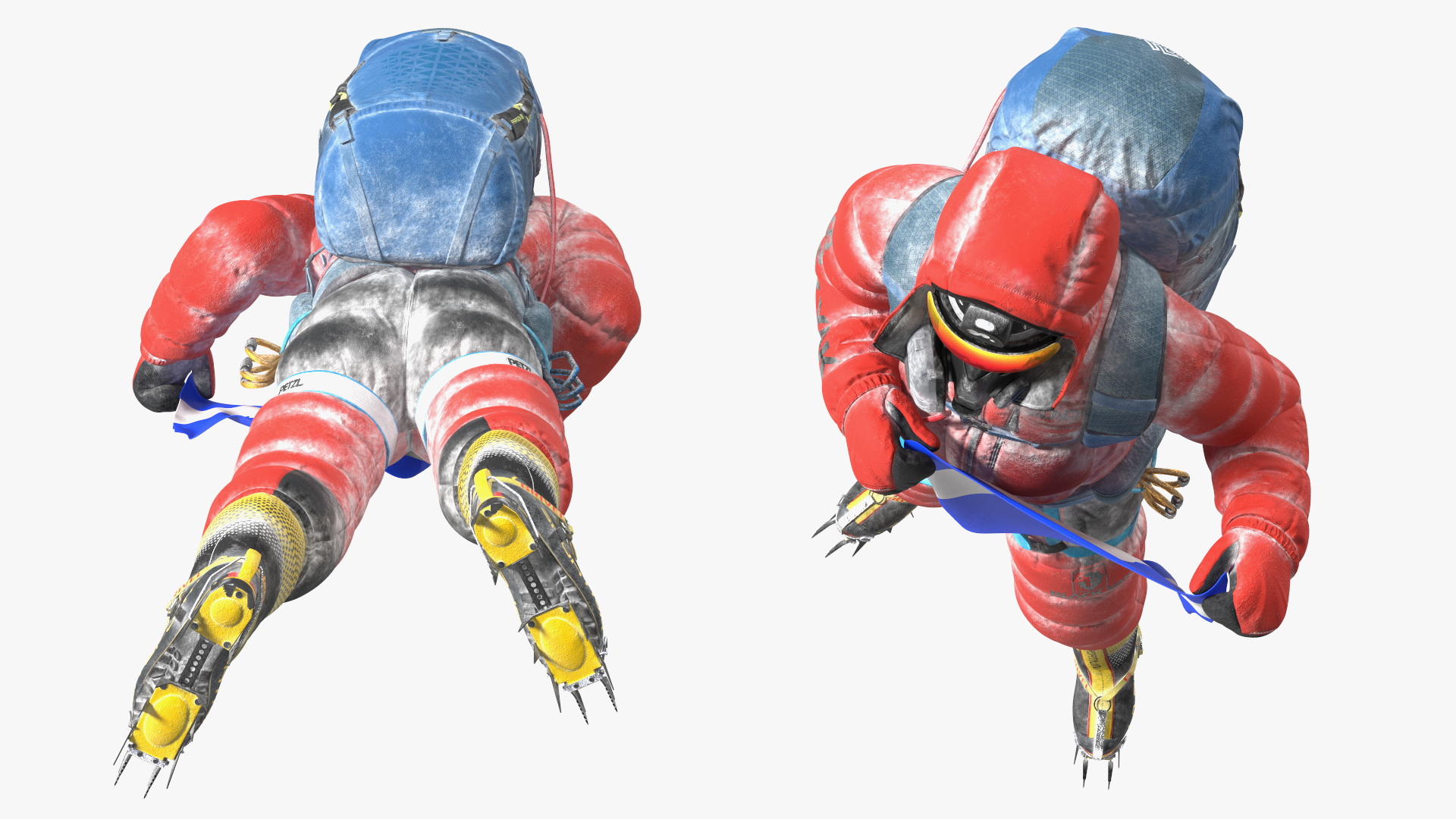 3D Everest Climber in the Snow with a Flag in Hands model