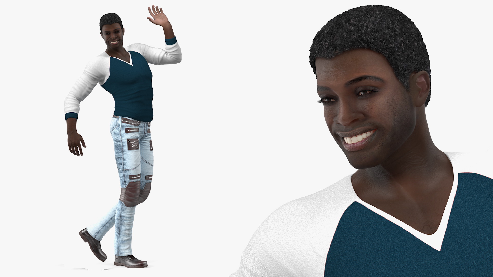 3D Afro American Man in City Style