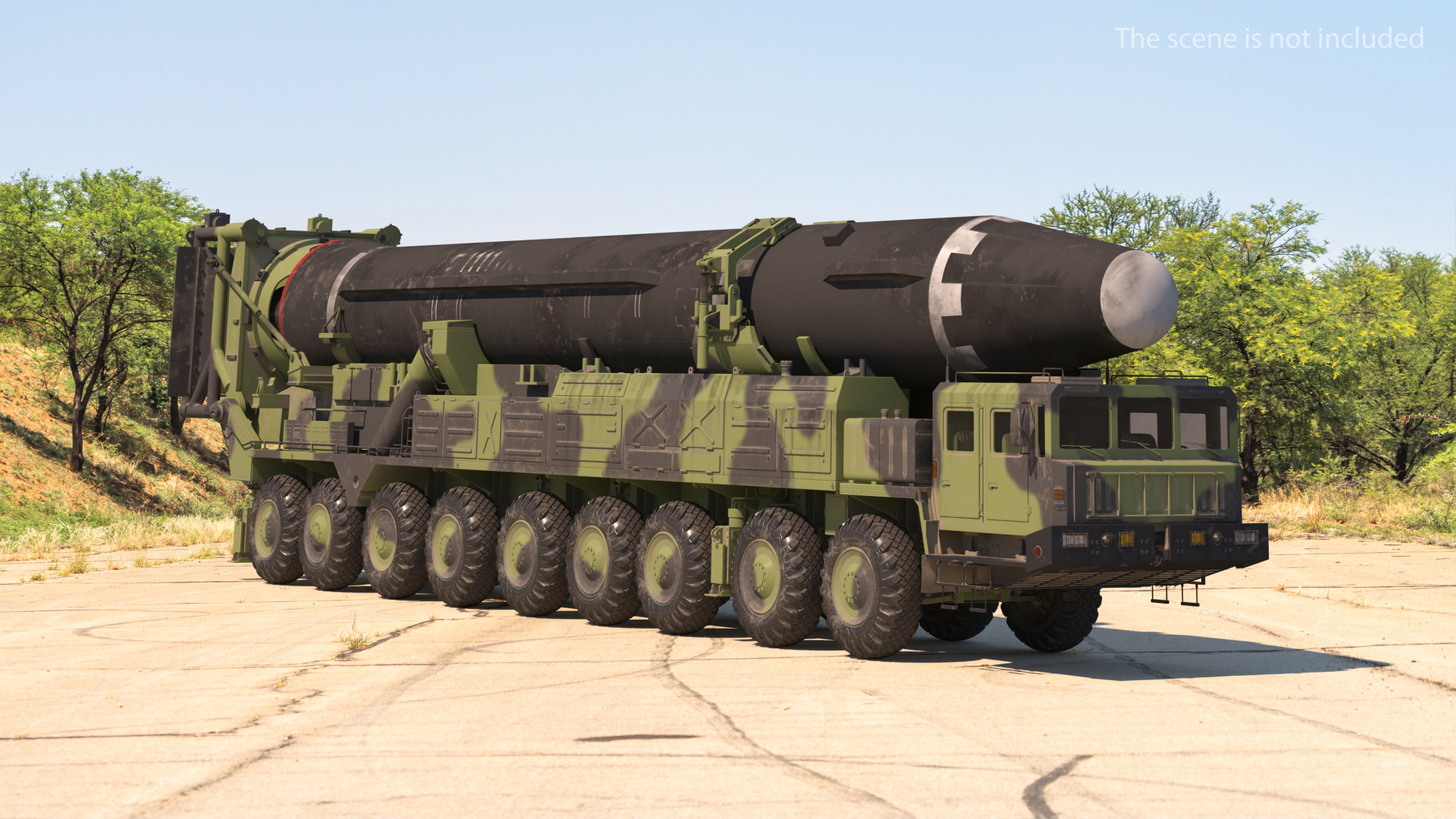 Hwasong-15 Transporter Erector Vehicle with Intercontinental Ballistic Missile Dirty 3D model