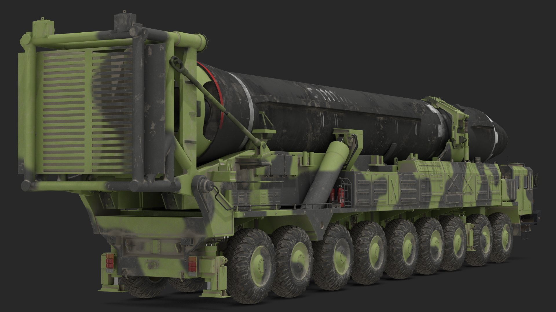 Hwasong-15 Transporter Erector Vehicle with Intercontinental Ballistic Missile Dirty 3D model