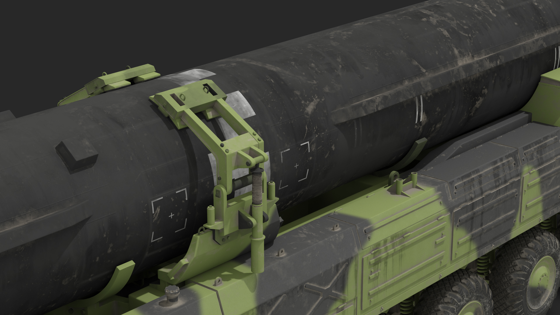 Hwasong-15 Transporter Erector Vehicle with Intercontinental Ballistic Missile Dirty 3D model