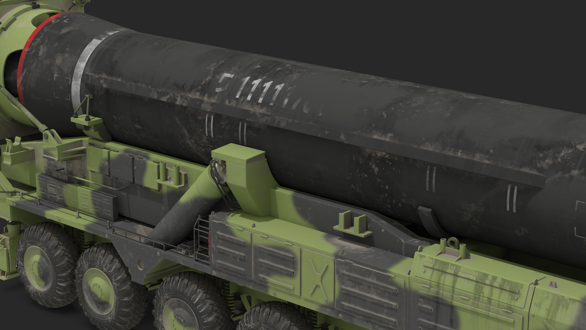 Hwasong-15 Transporter Erector Vehicle with Intercontinental Ballistic Missile Dirty 3D model