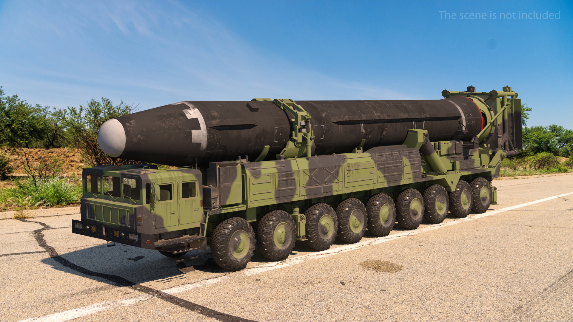 Hwasong-15 Transporter Erector Vehicle with Intercontinental Ballistic Missile Dirty 3D model