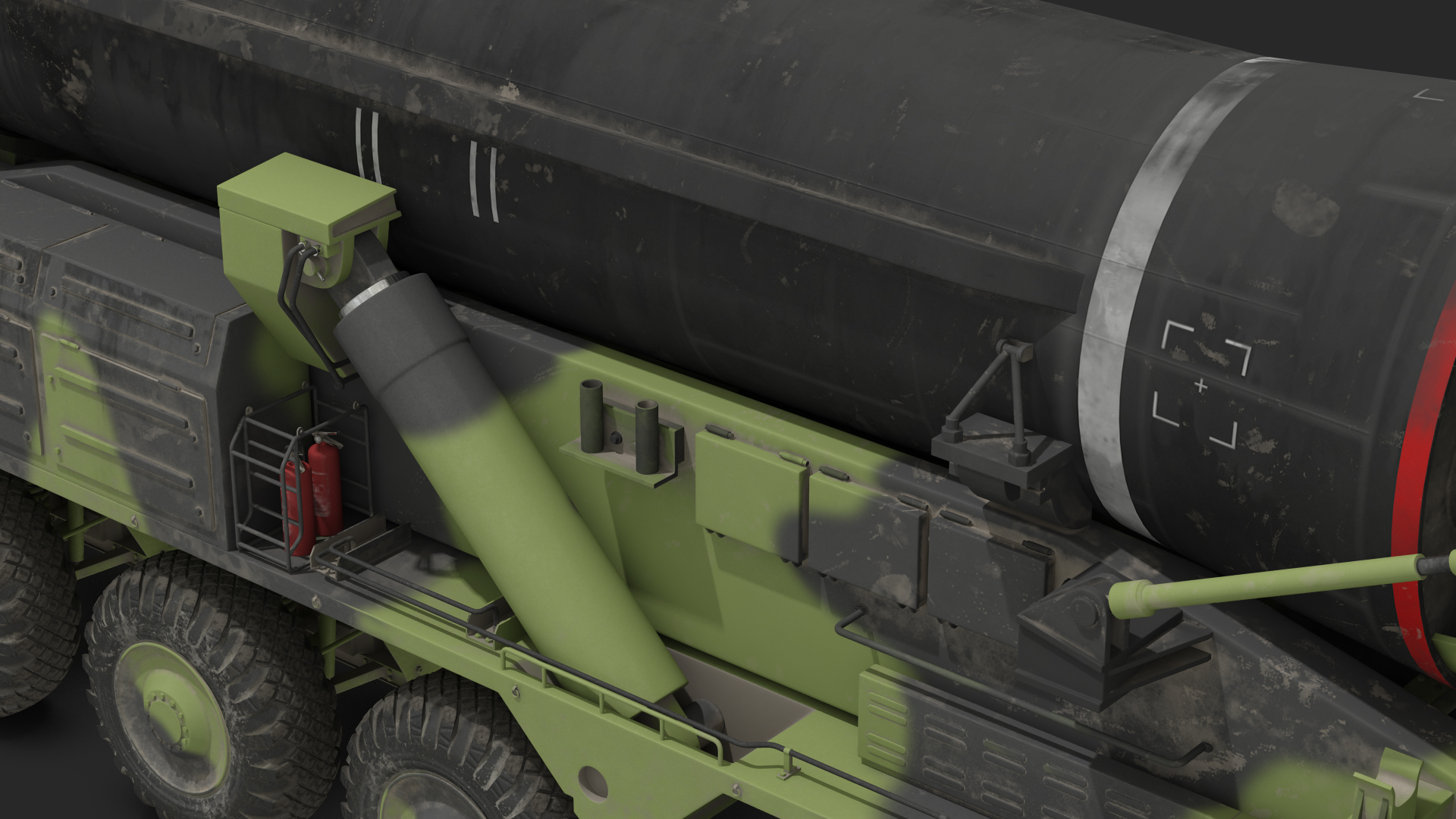 Hwasong-15 Transporter Erector Vehicle with Intercontinental Ballistic Missile Dirty 3D model