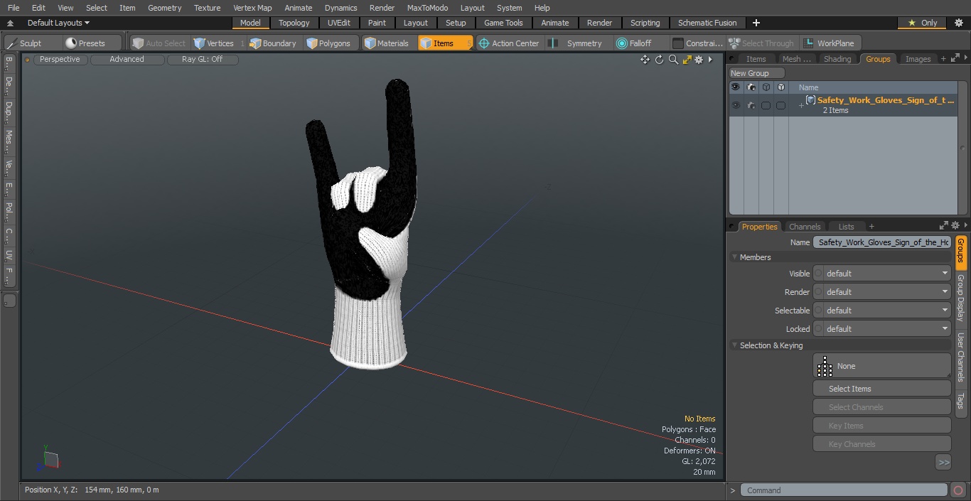 3D Safety Work Gloves Sign of the Horns
