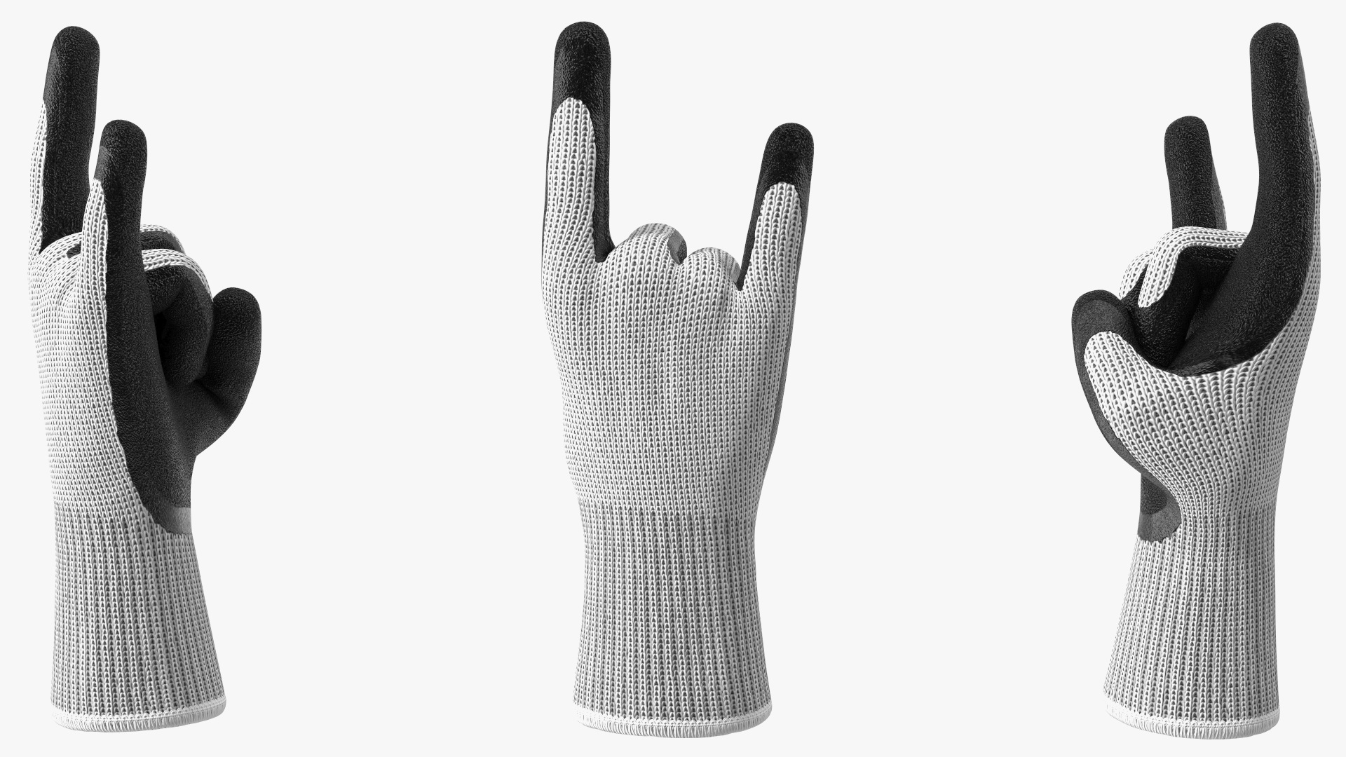 3D Safety Work Gloves Sign of the Horns
