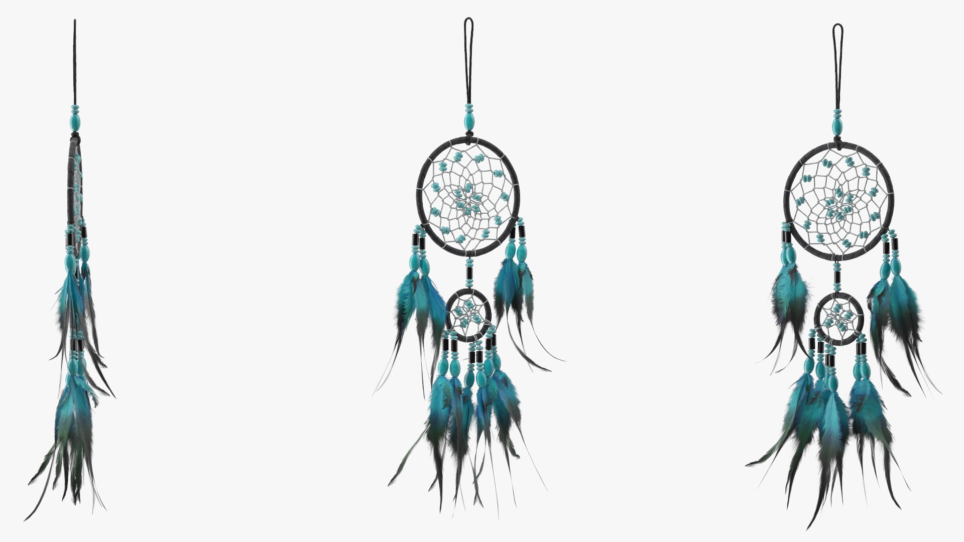 Small Dreamcatcher with Blue Feathers 3D