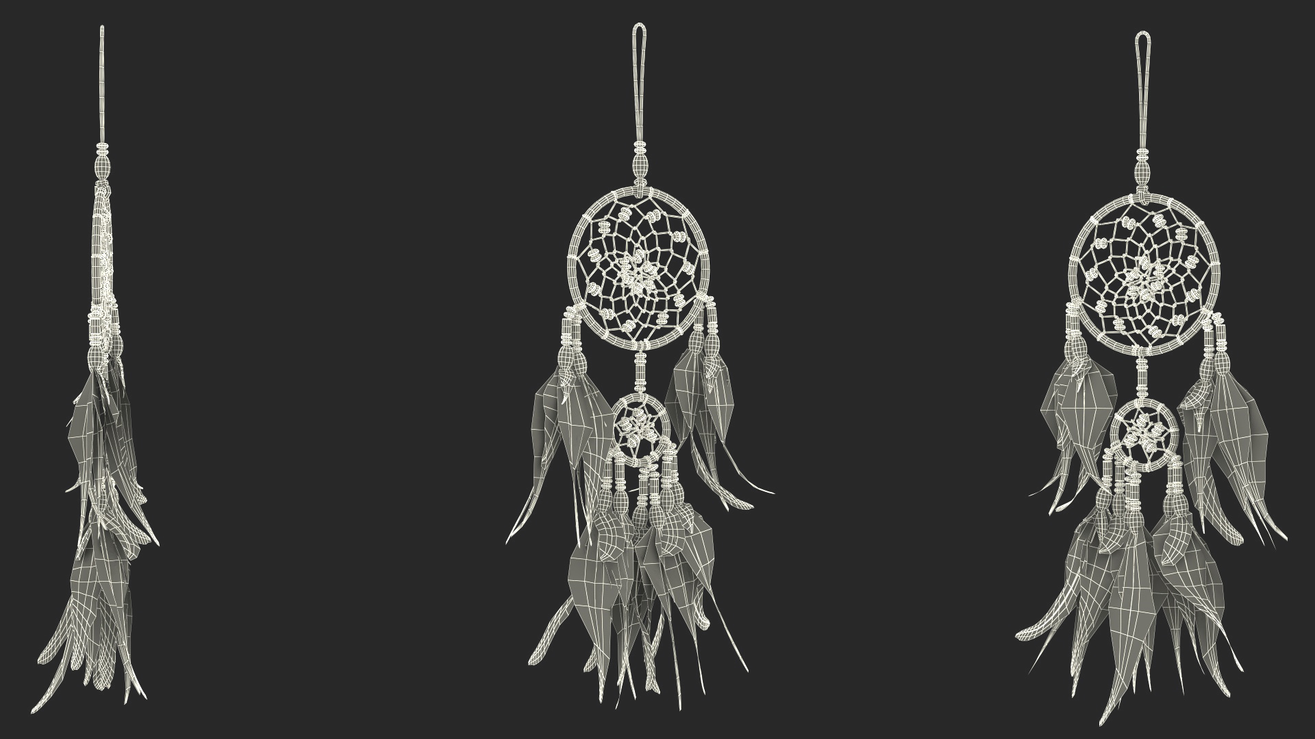 Small Dreamcatcher with Blue Feathers 3D