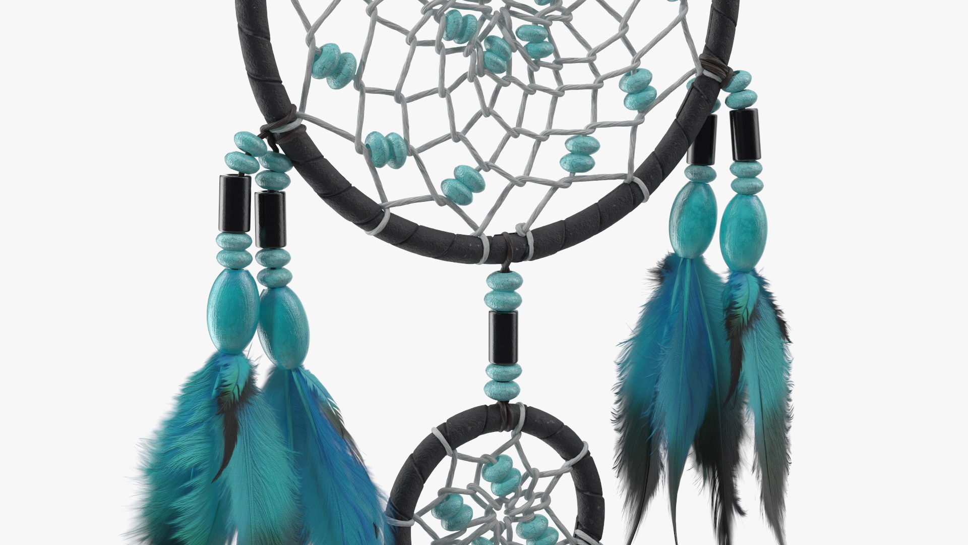 Small Dreamcatcher with Blue Feathers 3D