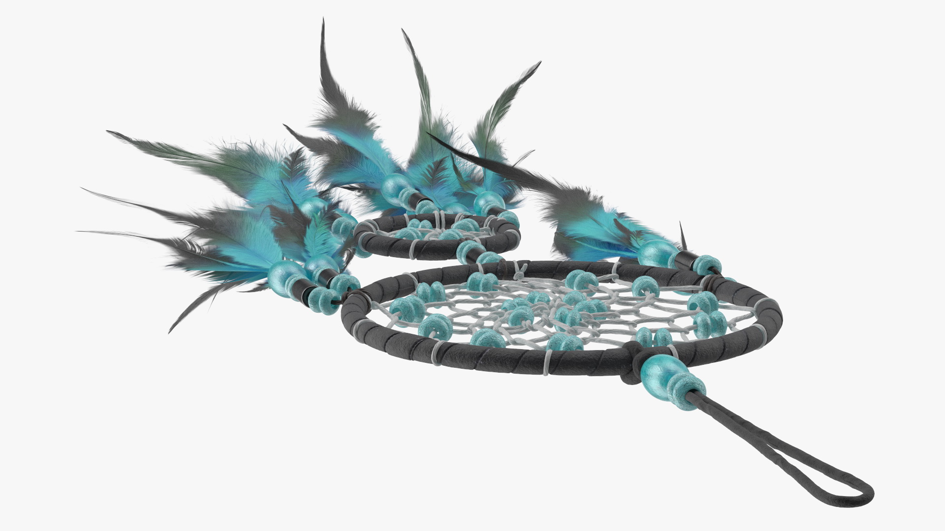 Small Dreamcatcher with Blue Feathers 3D
