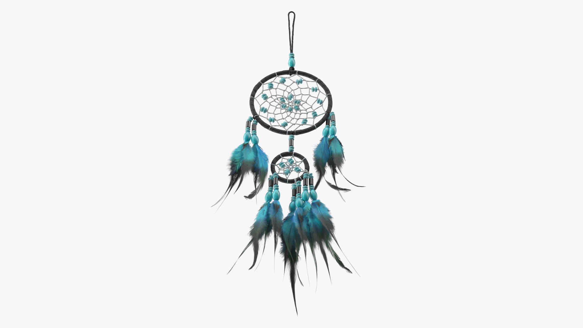 Small Dreamcatcher with Blue Feathers 3D