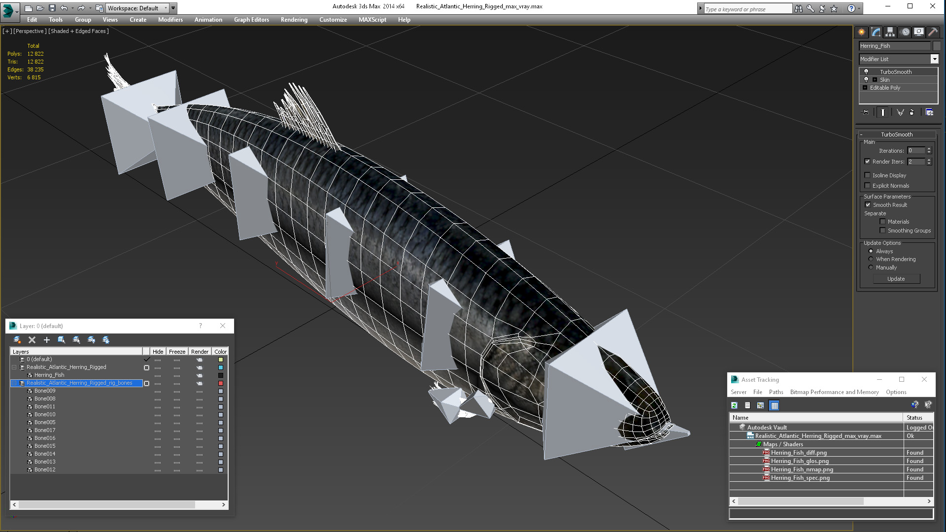 Realistic Atlantic Herring Rigged for Maya 3D