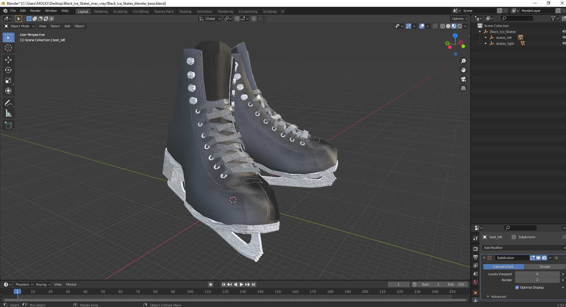 3D Black Ice Skates