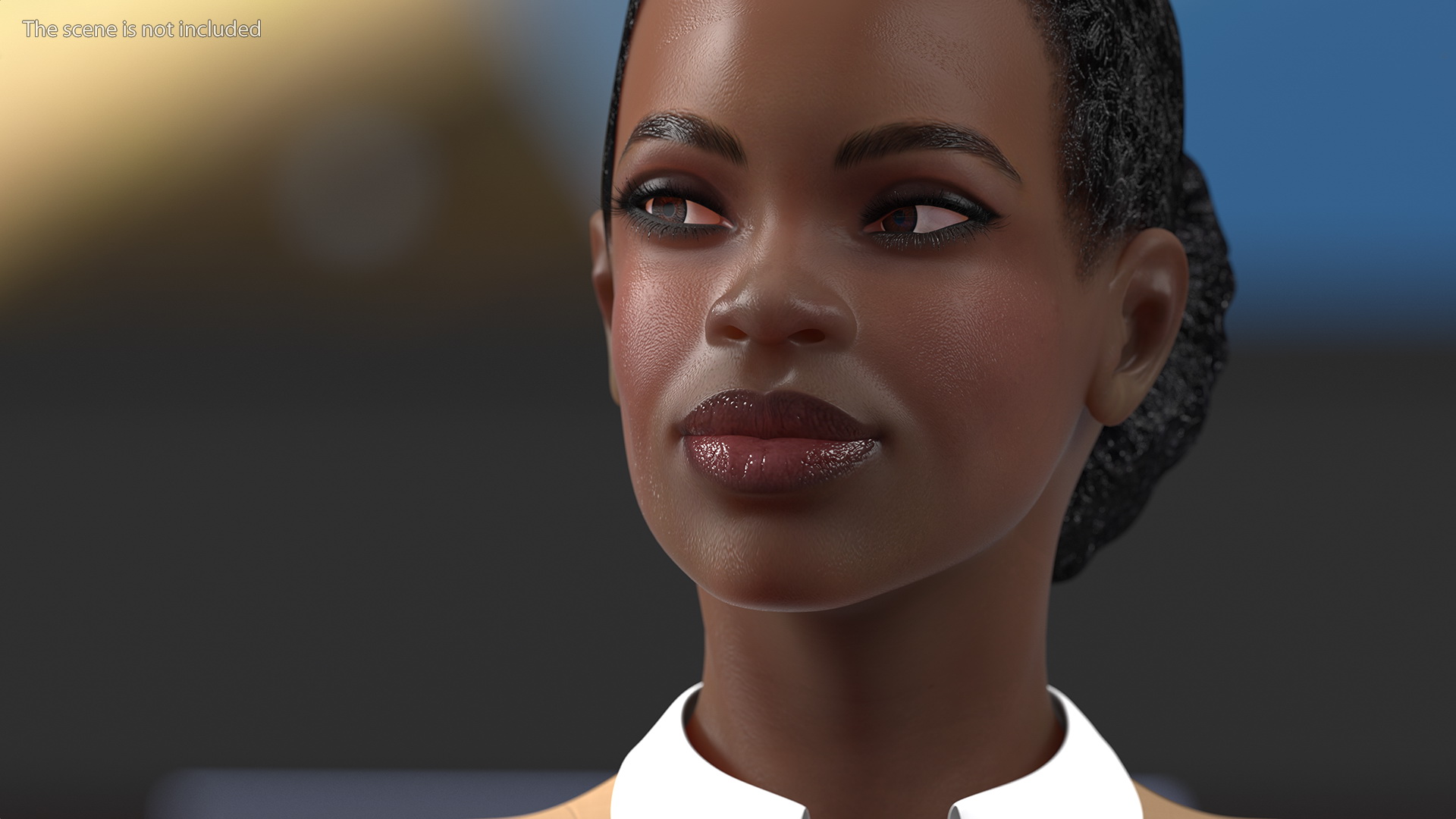 Dark Skin Business Style Woman Rigged 3D
