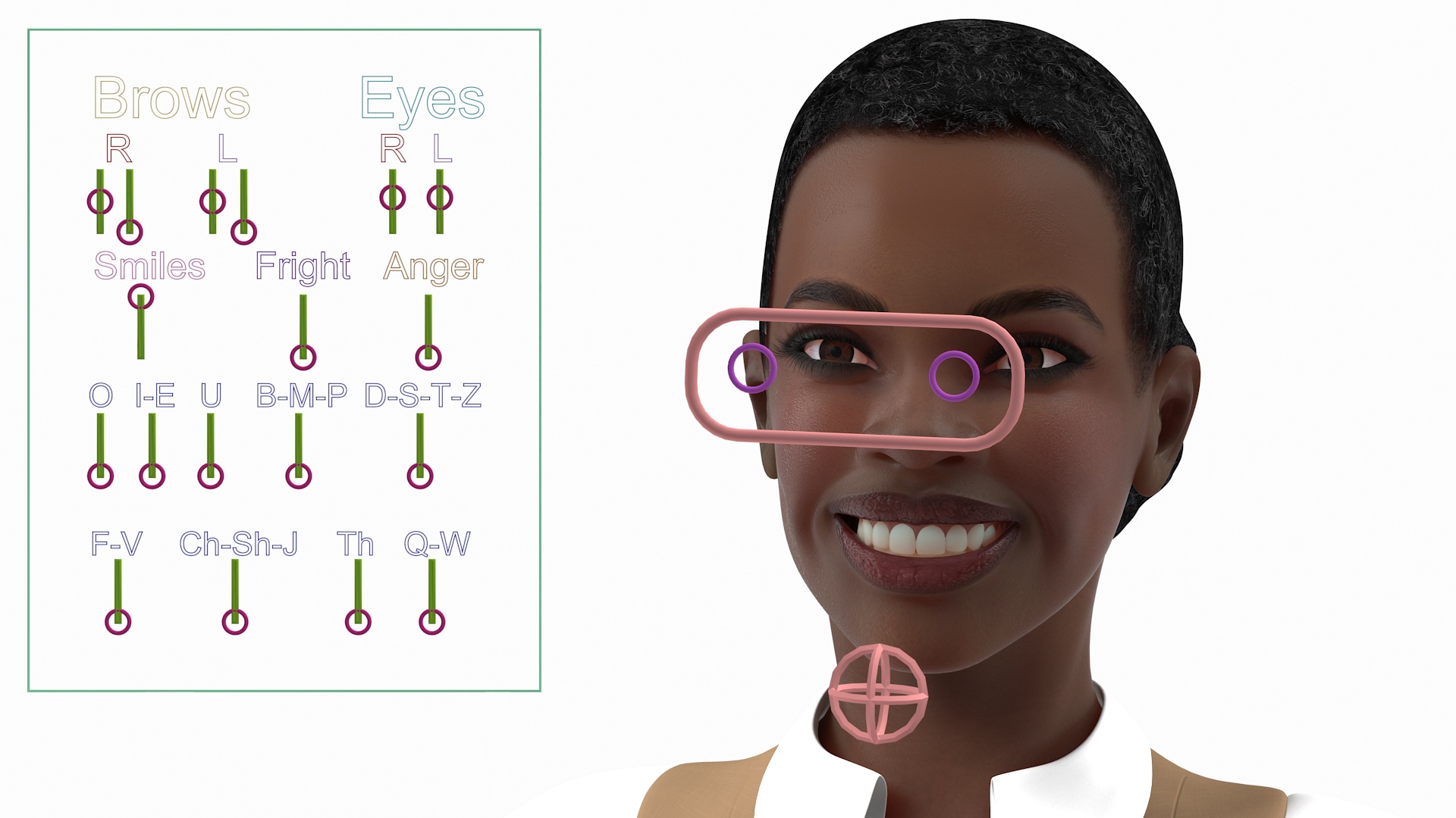 Dark Skin Business Style Woman Rigged 3D