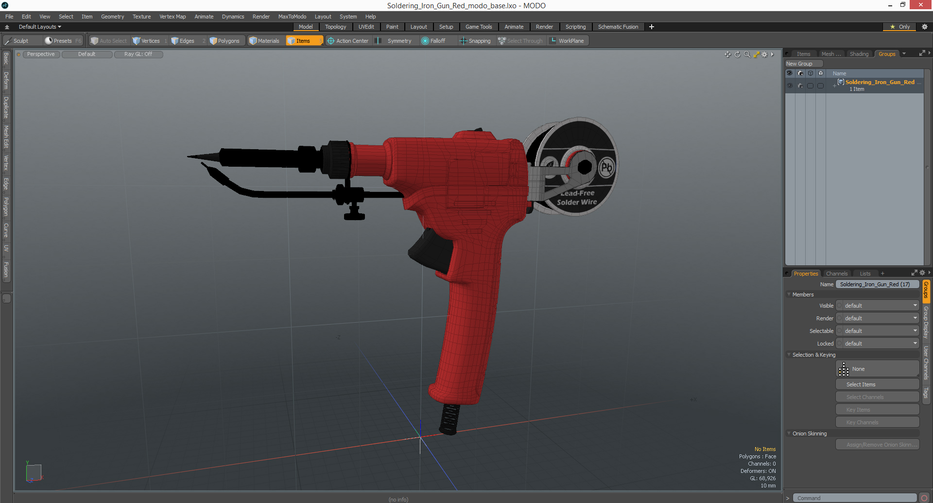 Soldering Iron Gun Red 3D