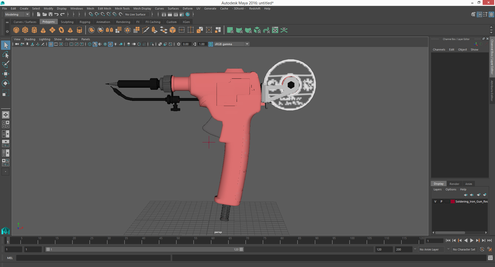Soldering Iron Gun Red 3D