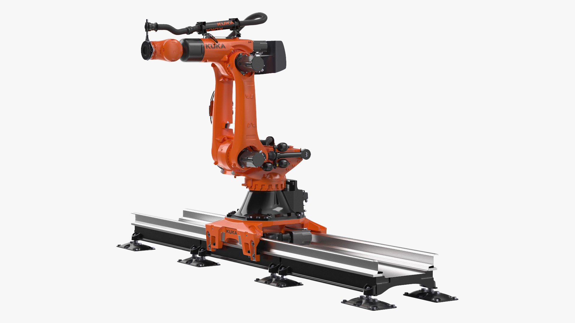 3D Ultra Robot Arm KUKA KR FORTEC On Skids KL 5000 Rigged for Maya model