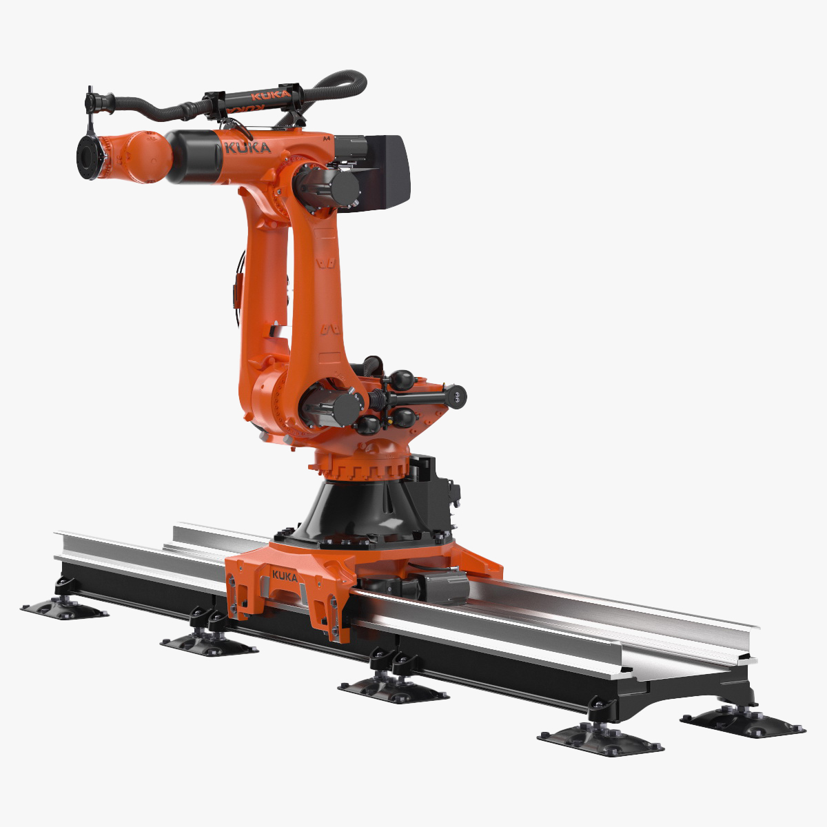 3D Ultra Robot Arm KUKA KR FORTEC On Skids KL 5000 Rigged for Maya model