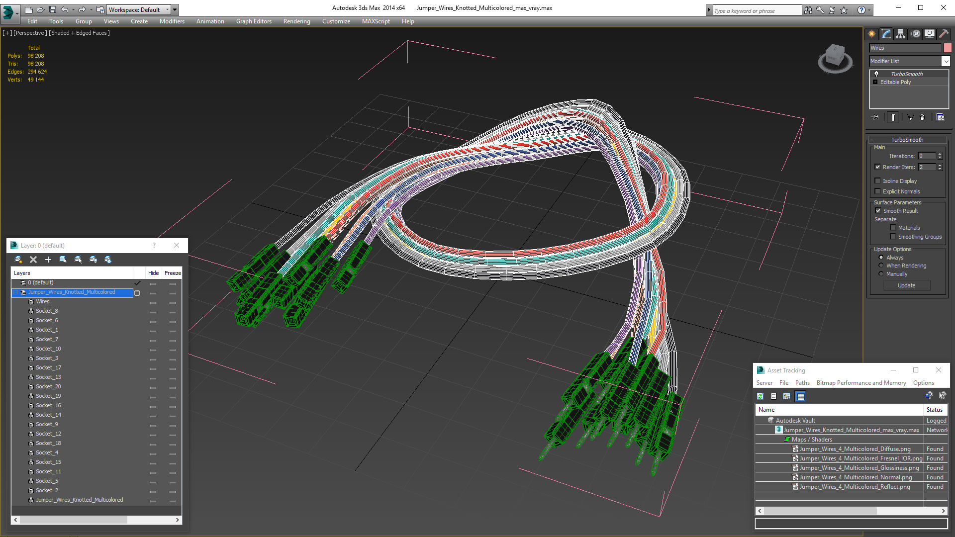 3D Jumper Wires Knotted Multicolored model