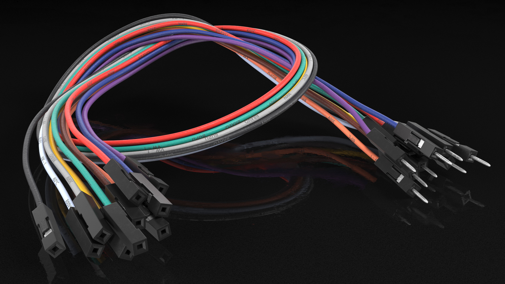 3D Jumper Wires Knotted Multicolored model