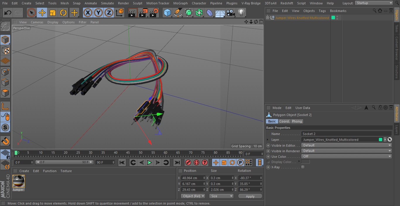 3D Jumper Wires Knotted Multicolored model