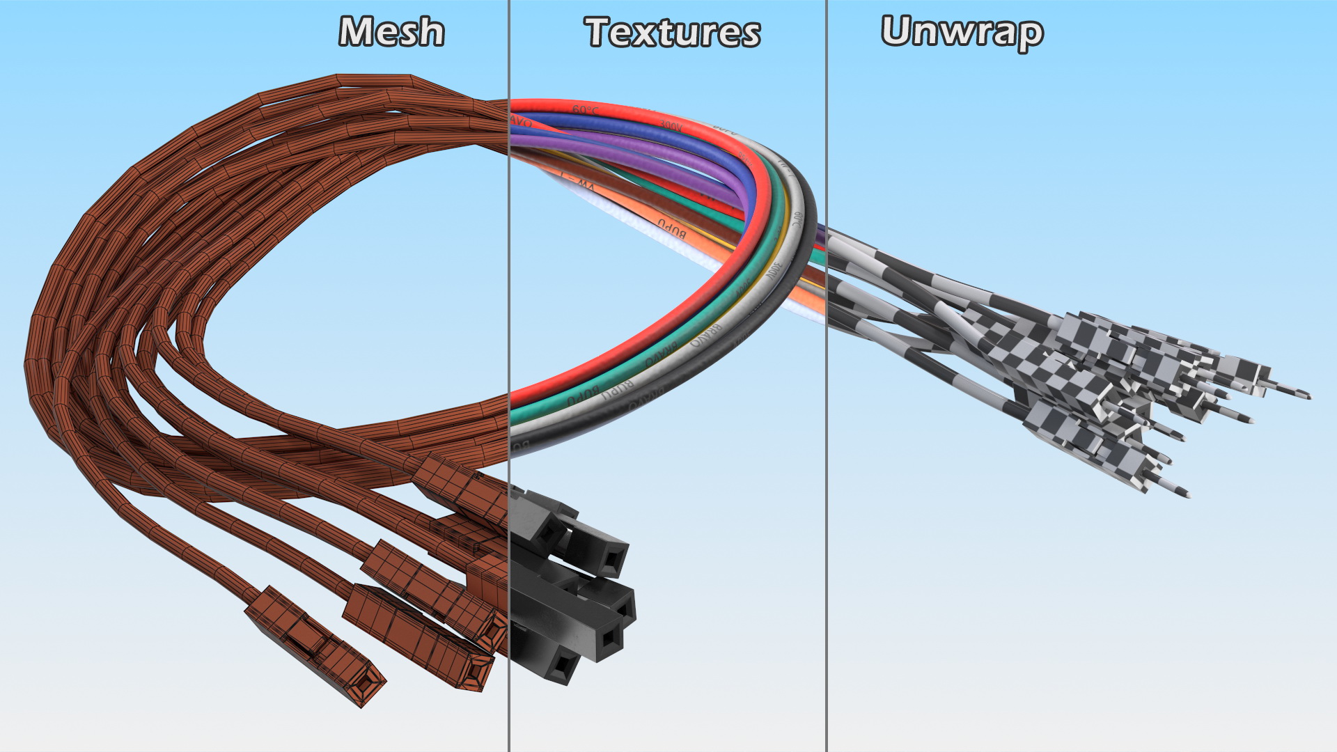 3D Jumper Wires Knotted Multicolored model