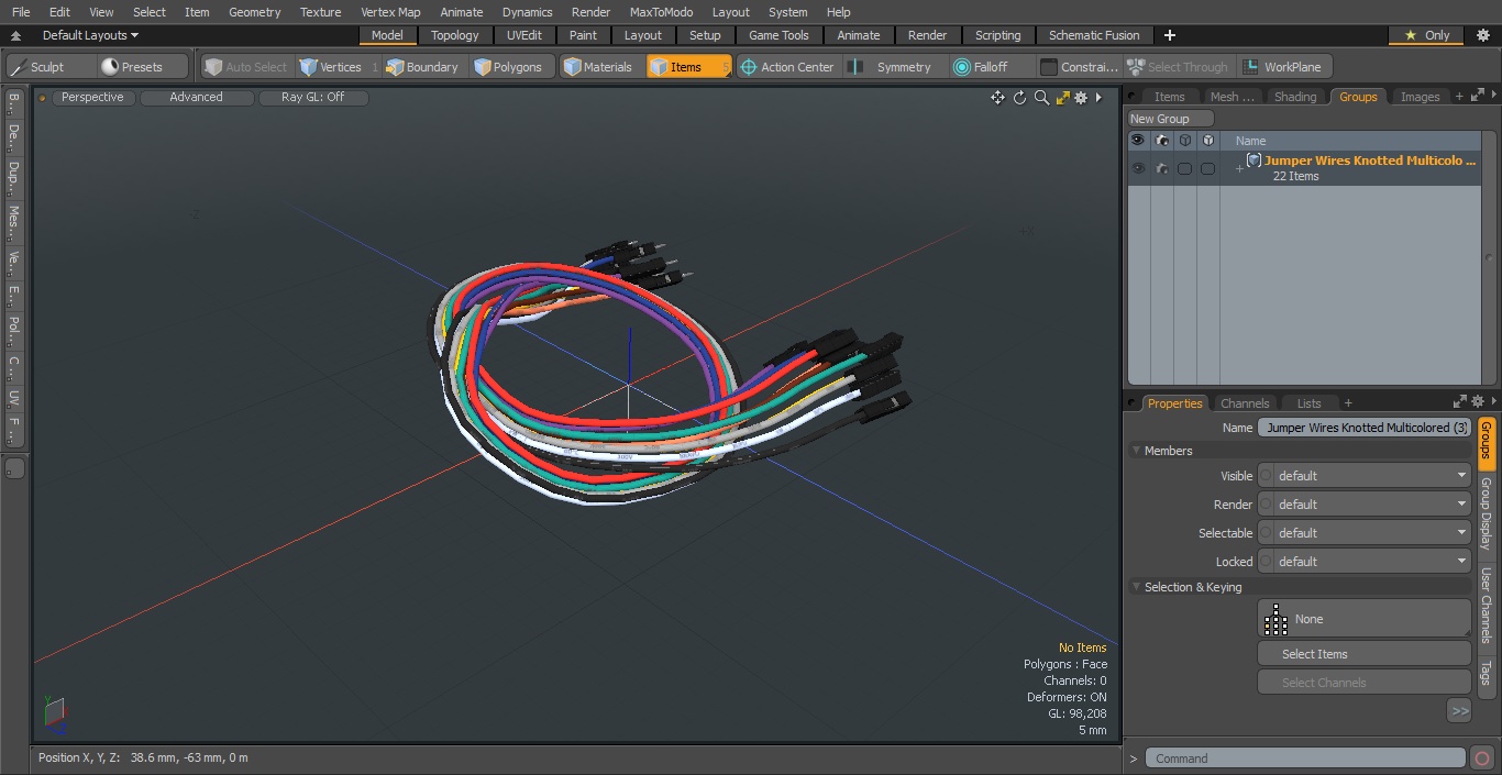 3D Jumper Wires Knotted Multicolored model