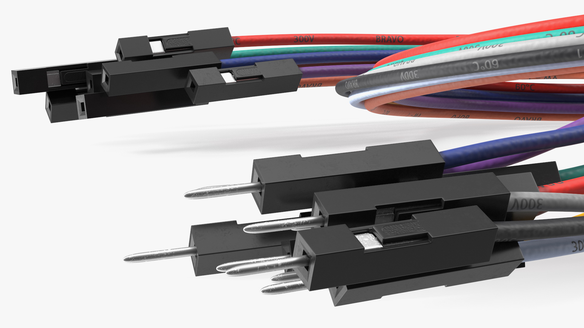 3D Jumper Wires Knotted Multicolored model