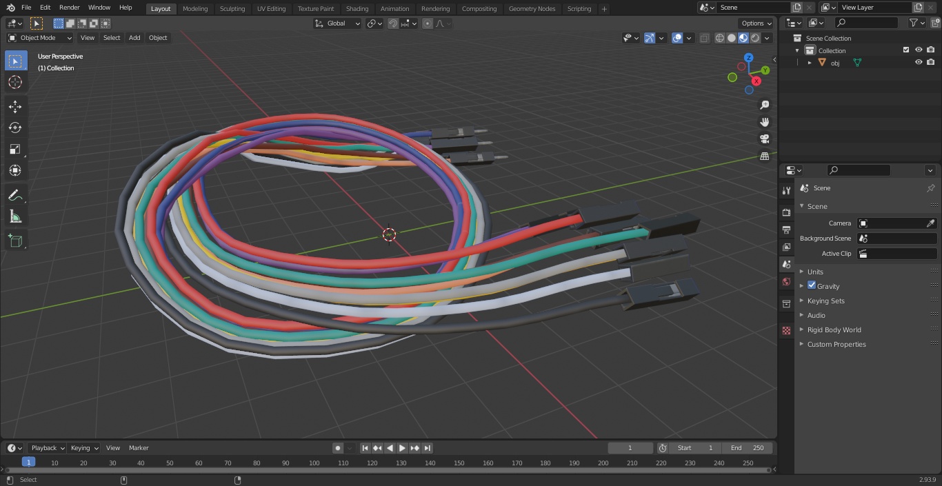 3D Jumper Wires Knotted Multicolored model