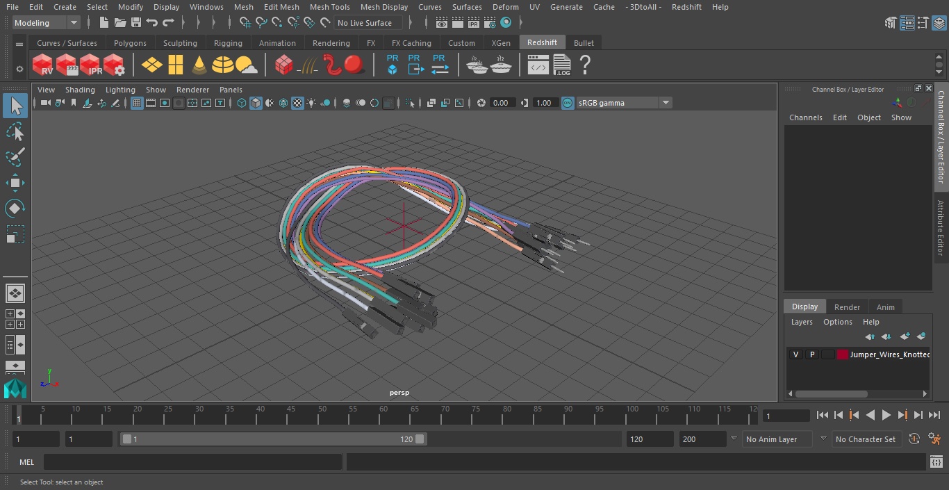 3D Jumper Wires Knotted Multicolored model