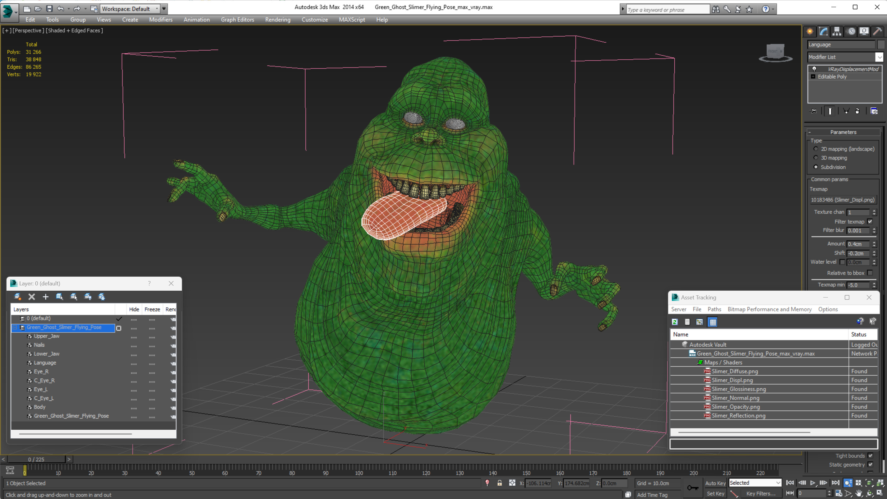 3D model Green Ghost Slimer Flying Pose