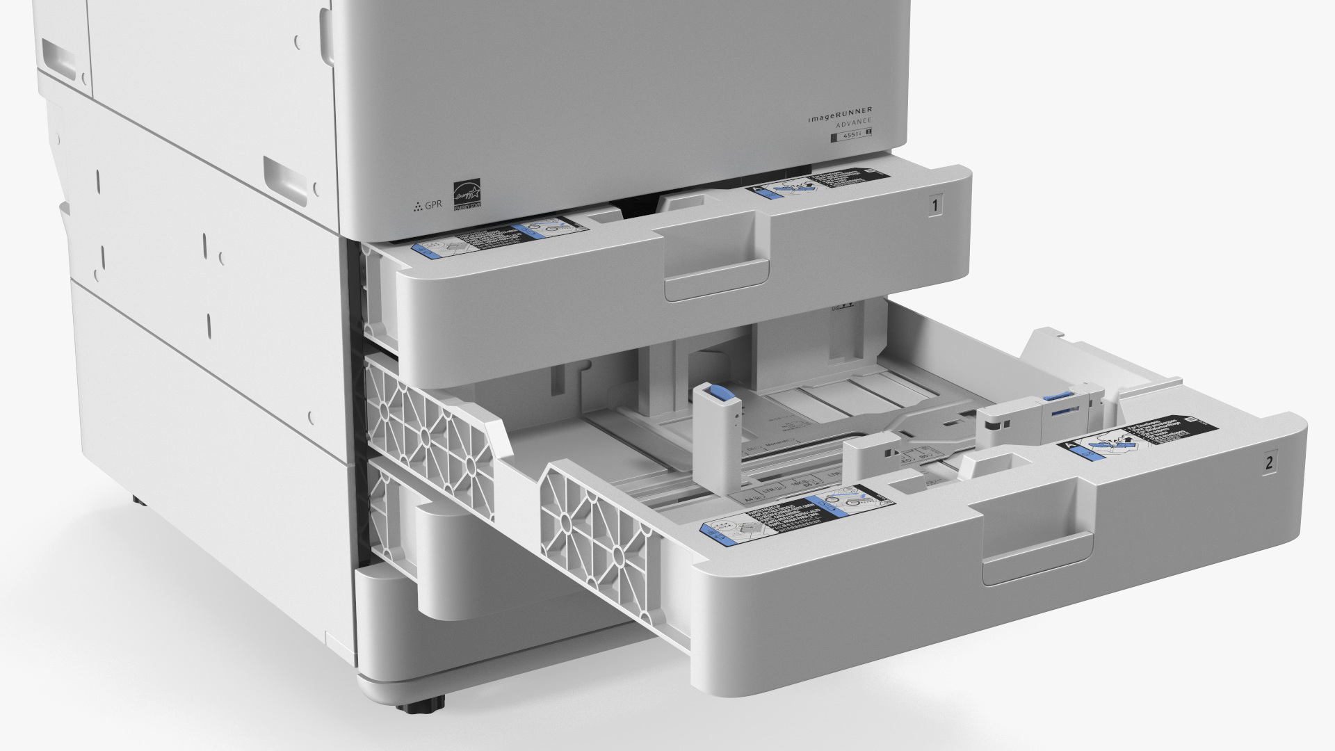 3D MFP Canon ImageRUNNER ADVANCE 4551i II Scanner and Trays Open
